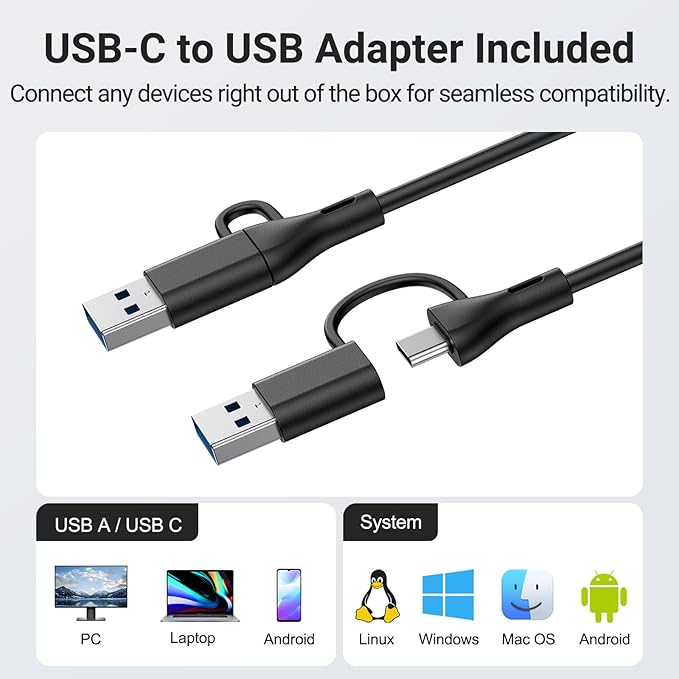 Inwa Computer Speakers for Desktop PC USB Monitor Speakers with Clip Wired Computer Sound Bar for Laptop with Loud Sound &amp Bass Easily Clamps to Monitors (USB-C to USBAdapter Included)