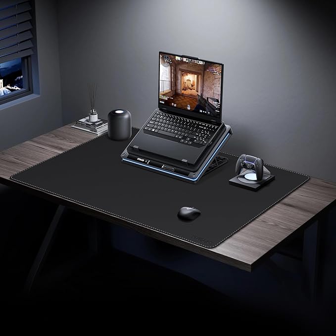 Mydours 36” x 24” Large Desk Mat - XL Desk Pad with PU Leather Surfaces - Extended Desk Mat for Home Office &amp Computer Workstation - Gaming Mouse pad for Keyboard &amp Laptop (Black)