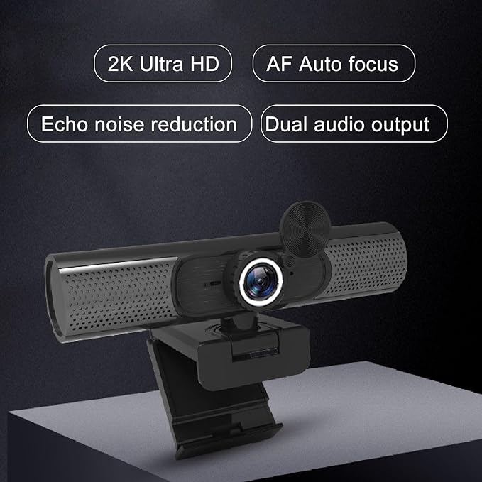 Webcam with Microphone 2K 30FPS FHD USB Computer Web Camera Auto Focus Video Cam with Lens Cover for Video Conference Live Streaming