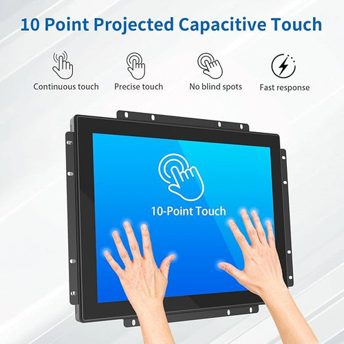 17 Inch Open Frame Touch Monitor PCAP 10-Point Touch Industrial Touchscreen Monitor with HDMI/VGA/DVI Interface Active Matrix TFT LCDLED Backlight with VESA Mount