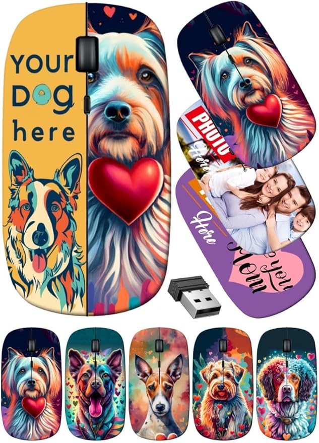 maizi Custom Wireless Mouse USB for Chromebook Laptop PC Notebook Mice 10761672 French Bulldogs 2 yea Lightweight 2.4G with Receiver Printed in USA
