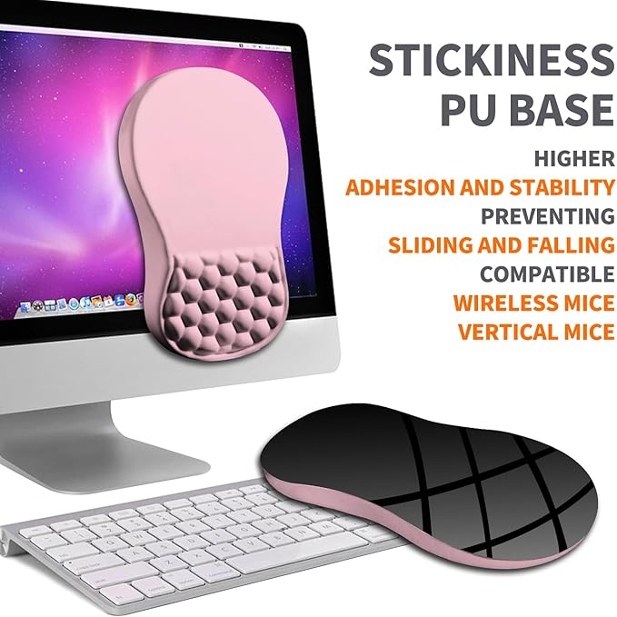 Ergonomic Joint Wrist Support Mouse Pad with Memory Foam Cushion Massage Bump Carpal Tunnel Pain Relief Mousepad Slope Design for Wrist Rest 11.8x7.9 in Thistle