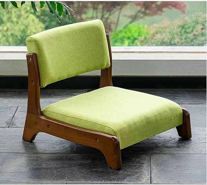 ELEFOCUS Window Floor Chair Fabric Cushion Lazy Tatami Legless Chair Back Support Living Room 45X50X43CM(E)