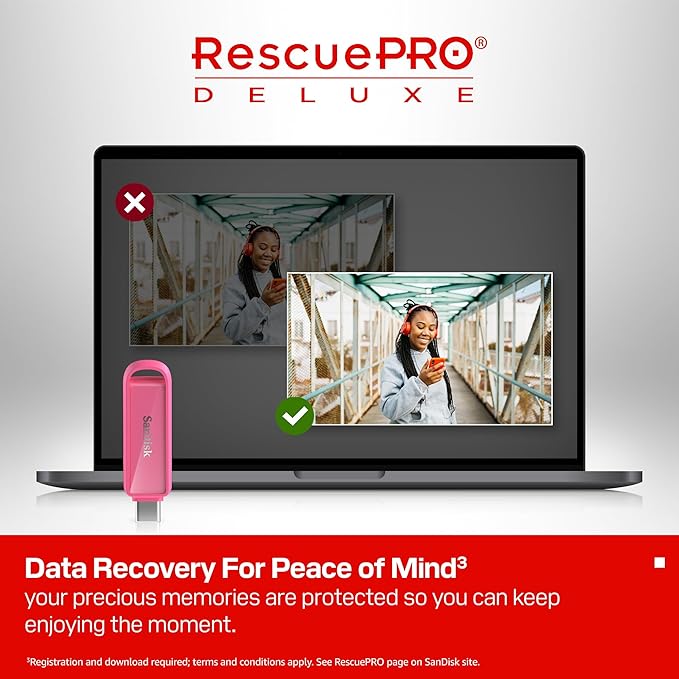 SanDisk 1TB Phone Drive with USB Type-C - for Smartphones Tablets and Computers - Up to 150MB/s USB 3.2 Gen 1 - Seastar Pink - SDIXS0N-1T00-GN6NG