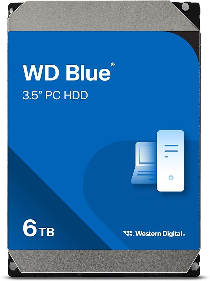 Western Digital 6TB WD Blue PC Internal Hard Drive HDD - 5400 RPM SATA 6 Gb/s 256 MB Cache 3.5 - WD60EZAX