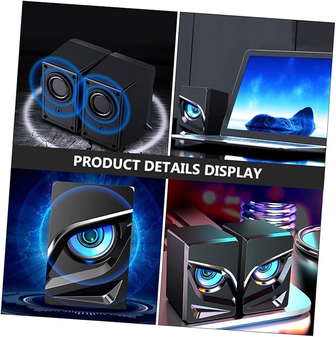2pcs USB Wired Computer Speakers with Colorful RGB Lighting Surround Sound Subwoofer for Desktop Laptop Gaming and Office Use Compact Stereo Audio External Speakers with Powerful