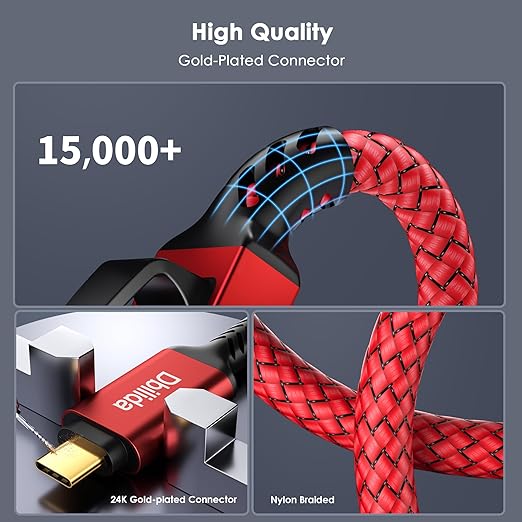 USB C to Ethernet Cable 25 FT - 2 in 1 USB A/C to RJ45 Cable 1Gbps Braided Ethernet to USB C Cable Type C to RJ45 Ethernet for Thunderbolt 4/5 MacBook Pro/Air iPhone 16/17 XPS Galaxy S24
