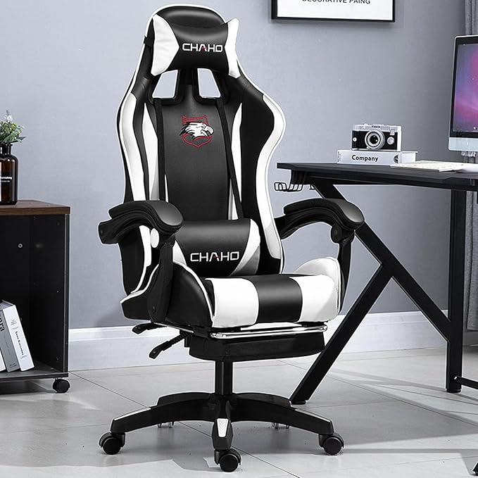Adjustable Gaming Chair with Footrest Home Computer Chair Lift Armrest Swivel Chair Ergonomic Armchair Office Chair Comfortable Sedentary 165° Large Angle Reclining Lunch Break Lounge Chair