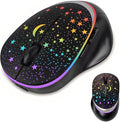 elec Space Bluetooth Wireless Mouse with Starry Sky RGB Backlight&amp Gradient Breathing Light - Ergonomic Dual Mode Rechargeable Mouse Type-C Charging - Perfect for Office Gaming &amp Travel (Bal