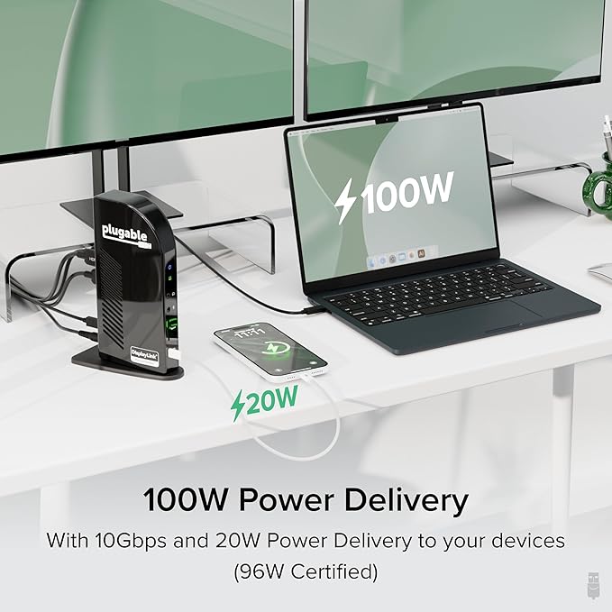 Plugable 14-in-1 USB C Docking Station | 4X HDMI Quad Dock with 100W Charging HDMI Displays | Compatible with Windows Thunderbolt (4X USB 1x USB-C Ethernet SD Card Audio) UD-3900C4