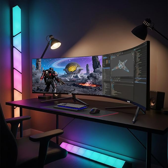 Kado Dual Gaming Monitor Setup - 2-Pack 34 Curved 1500R 21:9 Ultrawide 3440x1440 165Hz 1ms WQHD Computer Monitor Stacked Setup AMD FreeSync Premium VESA Mount HDMI DisplayPort Built-in Speakers