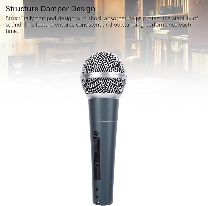 Wired Dynamic Microphone Moving Coil Cardioid Handheld with Shock Absorber for Active Speakers Mixers Amplifiers Recording (Cyan)