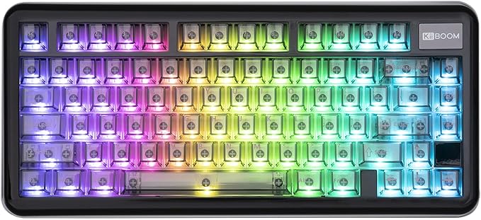 KiiBoom Phantom81 Lite 75% Gasket Mechanical Keyboard QMK&ampVIA Programmable 3 Modes Wireless Gaming Keyboard RGB Backlights ABS Case + UV Tech Hot-Swappable for Windows/Mac/Linux (Black)