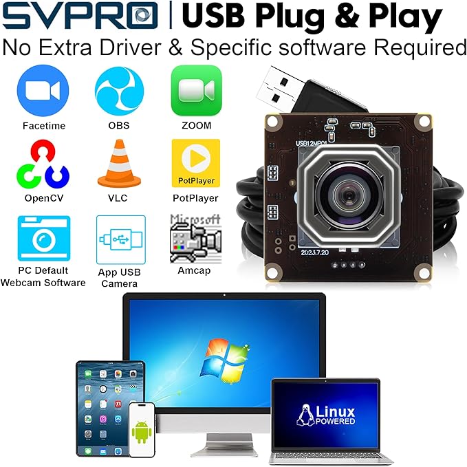 SVPRO 120FPS 1080P Autofocus Camera Module for Computer Laptop IMX577 12MP UVC Camera 4K 30fps Lightburn Camera USB2.0 Industrial Video Camera Wide Angle Bord Camera for Computer Vision
