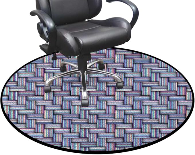 Pink Purple Grey Gaming Chair Mat Office Chair Mat for Carpeted Round Area Rug Swivel Chair Mats for Hardwood Floor Fractal Geometric Linked Graphic Diameter 51 in