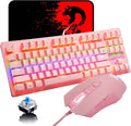 LexonElec K2 Mechanical Gaming KeyboardBlue Switch Mini 82 Keys Wired Rainbow LED Backlit KeyboardLightweight Gaming Mouse 6400DPI Honeycomb Optical for MAC PC Gamers(Pink)
