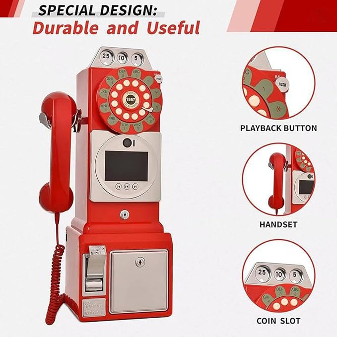 1080P Video Audio GuestBook Wedding Phone 64G SD Card Customized Video Audio Guest Book Alternatives with Lens Recording for Birthday Party Anniversary Engagement Red