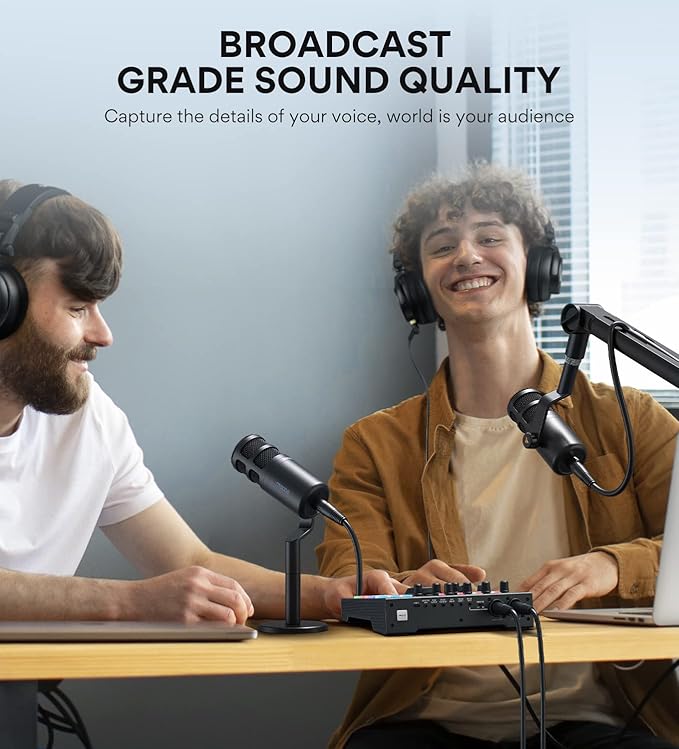 MAONO XLR Podcast Microphone Cardioid Studio Dynamic Mic for Vocal Recording Streaming Voice-Over Voice Isolation Technology Metal Mic Works for Audio Interface Mixer Sound Card-PD100