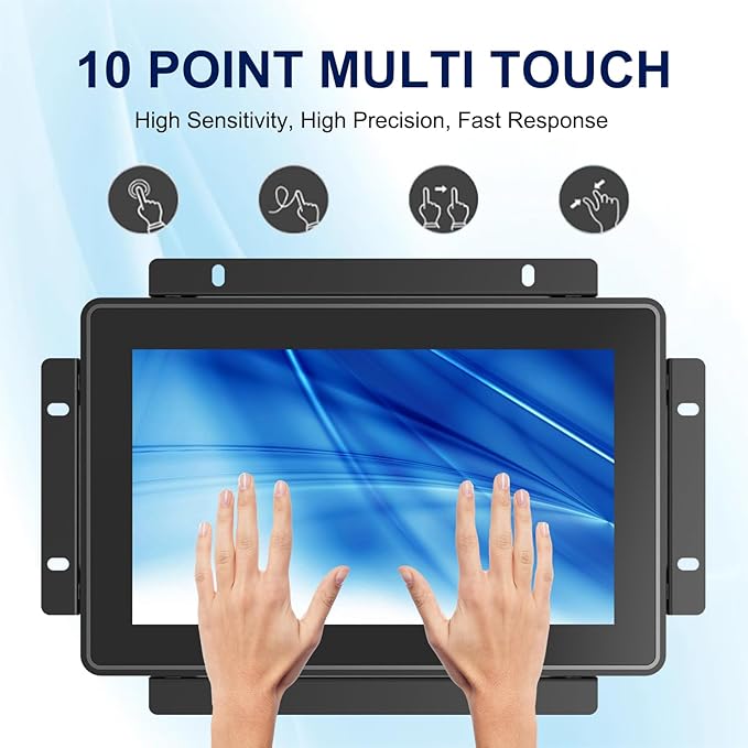 8 Inch Open Frame Touch Screen Monitor 1024x768 Industrial Capacitive Touch Display 24/7 Continuous Working Open-Frame Monitor VESA Mount