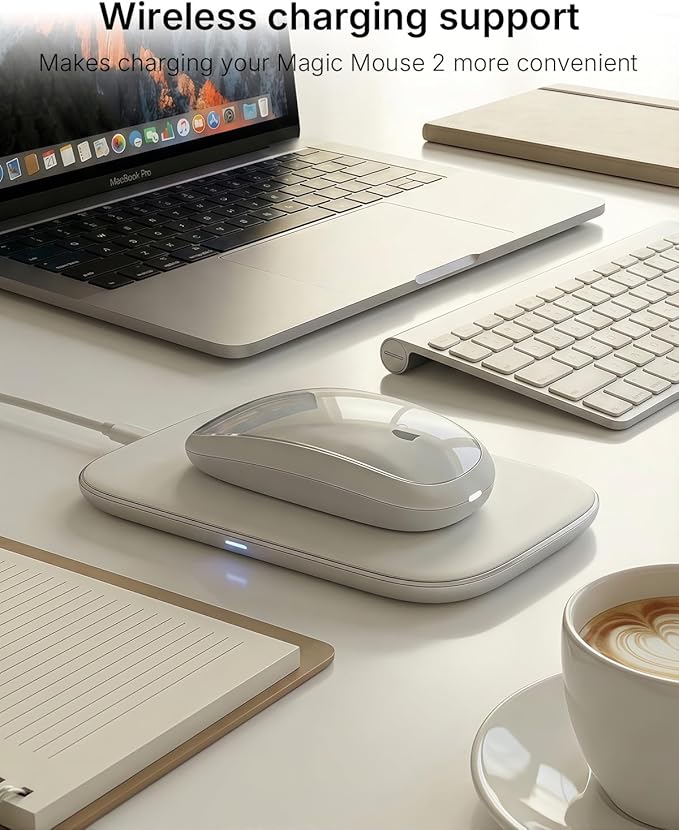 Magic Mouses Charger Base Wireless Charging Dock for Apple Magic Mouse 2 (Lighting) Ergonomic Wand Apple Mouse Grip with MagSafe Charging Support (White)Charger and Mouse not Included