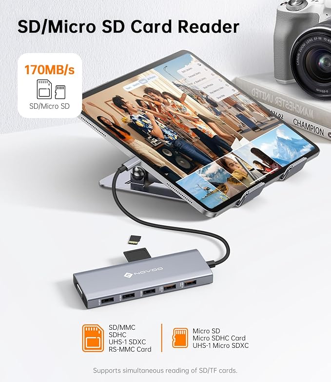 NOVOO USB C Docking Station Dual Monitor 12-in-1 USB C Hub with HDMI 4K VGA USB 10Gbps SD/TF 100W PD Multiport Adapter Compatible with MacBook Dell HP Surface