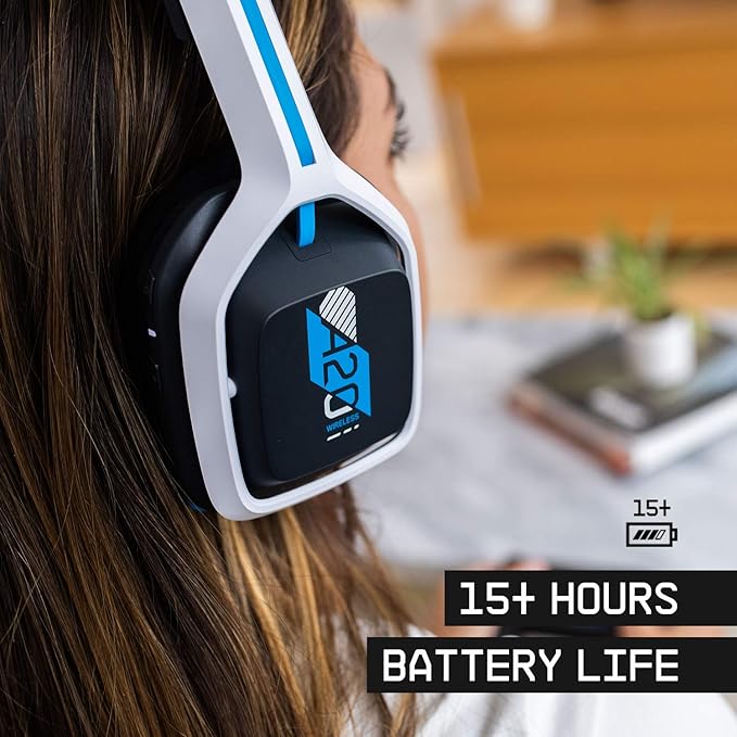 ASTRO Gaming A20 Wireless Headset Gen 2 - Compatible with PlayStation 4 &amp 5 / PC/Mac - White/Blue