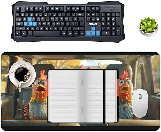 XXL Gaming Mouse Pad Animal Funny Rooster XXL Gaming Mouse Pad Large Desk Mat Protector for Desktop Anti-Slip Rubber Extended Computer Keyboard Mat Writing Pad for Work Office 15.7 * 35.4 inB-1764