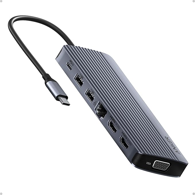 Anker Laptop Docking Station 3 Monitors 14 in 1 USB C Hub Triple Display USB C Docking Station with Dual 4K HDMI 1080p VGA 80W PD USB-A/C Data Ports for Dell XPS and More (Charger not Included)