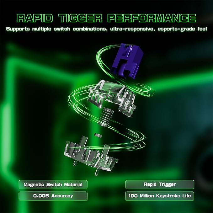 ATTACK SHARK R85 HE Wired 75% Rapid Trigger Mechanical RGB Gaming Keyboard with Custom Lightbox8KHz Polling Rate0.005mm RT Accuracy0.08MS LatencyHall EffectMagnetic SwitchDriver for PC-Green