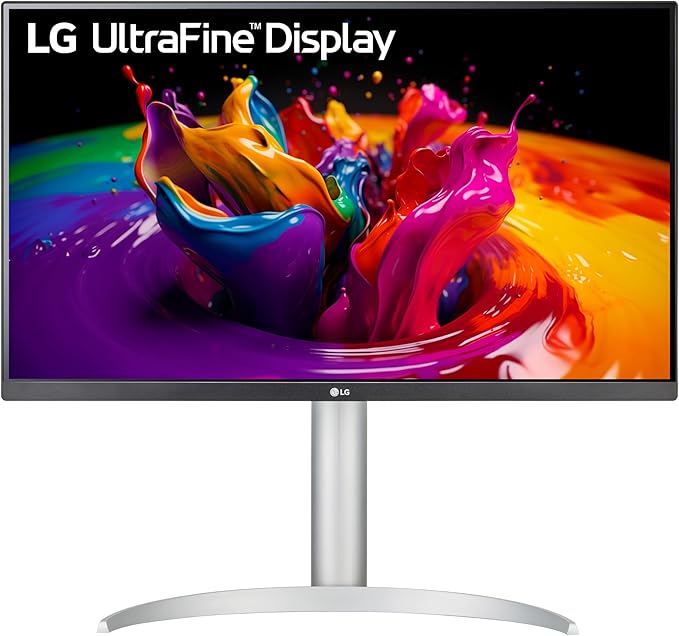 LG 27UP650-W Monitor 27” UHD (3840 x 2160) IPS Display VESA DisplayHDR 400 DCI-P3 95% Color Gamut 3-Side Virtually Borderless Display Height/Pivot/Tilt Adjustable Stand – Silver