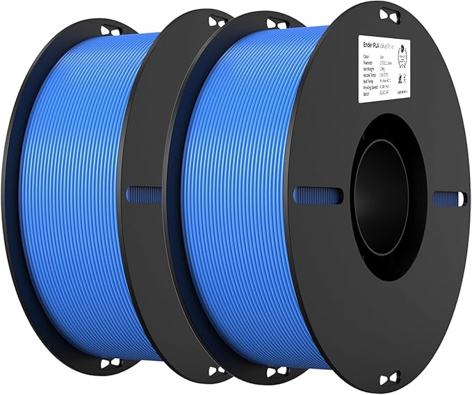 Creality PLA Filament 1.75mm PLA 3D Printer Filament 2kg Cardboard Spool (4.4lbs) Dimensional Accuracy +/- 0.02mm Fit Most FDM Printer (Blue &amp Blue 2-Pack)