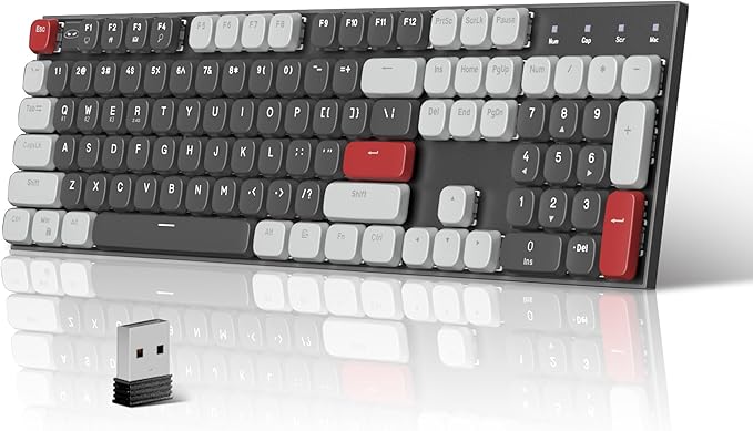 MageGee Wireless Mechanical Keyboard Moon104 RGB Backlight Triple Mode 2.4GHz/BT/USB-C Wired Office Keyboard for Computer/Desktop/PC/Laptop/Surface/Smart TV and Windows 10/8/ 7