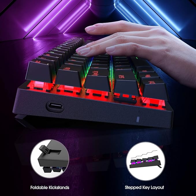 60% Mechanical Gaming Keyboards 61 Keys RGB Backlight Mini Keyboard Ultra Thin Compact Mechanical Keyboard fit for Office &amp Home for Vista/7/8/8 Pro