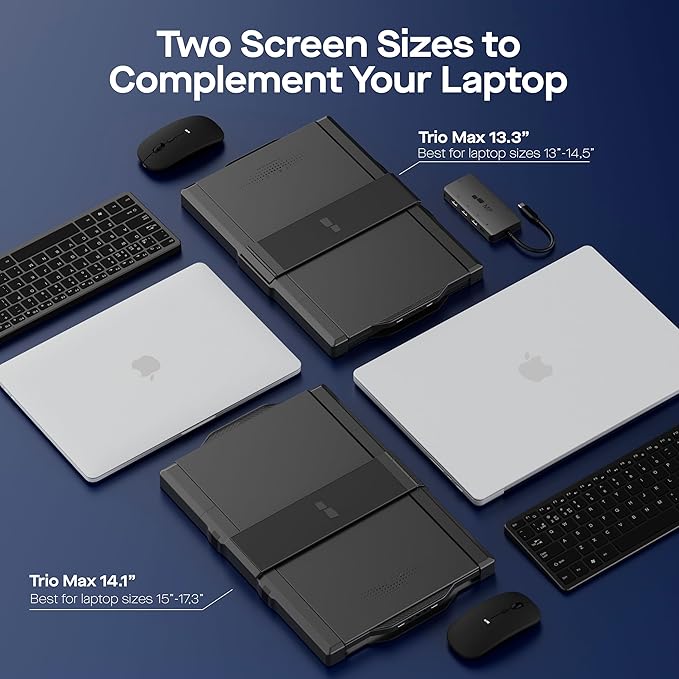 Mobile Pixels Trio Max Portable Monitor The On-The-Go Dual-Screen Laptop Monitor 14 Full HD IPS Display USB A/Type-C Plug and Play Sleek Design (1pc 14 Trio Max)