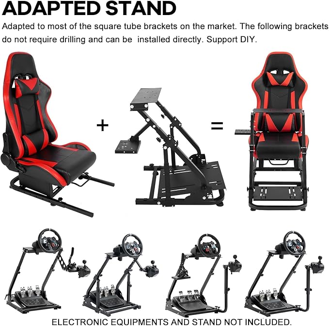 Anman Racing Simulator Cockpit Red Seat/Flight Sim Game Chair with Neck Pillow Lumbar and Matching Bottom Support BracketSeat Belt Drilling Support for DIY
