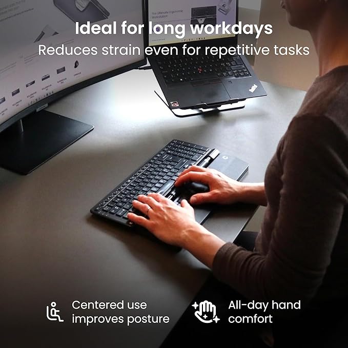 Contour RollerMouse Pro Ergonomic Central Rollerbar Design for Neck Shoulder &amp Wrist Pain Relief 6 Programmable Buttons 600-2800 DPI Productivity Plug &amp Play Mac &amp PC - Wireless - Slim