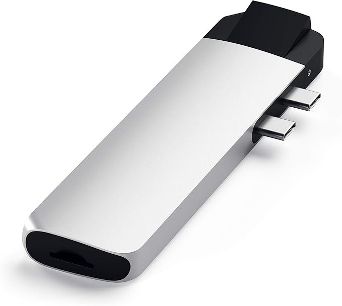 Satechi Type-C Pro Hub Adapter with Ethernet - 4K HDMI USB-C PD Gigabit Ethernet USB 3.0 Micro SD Card Slot - for M2/ M1 MacBook Pro/Air (Silver)
