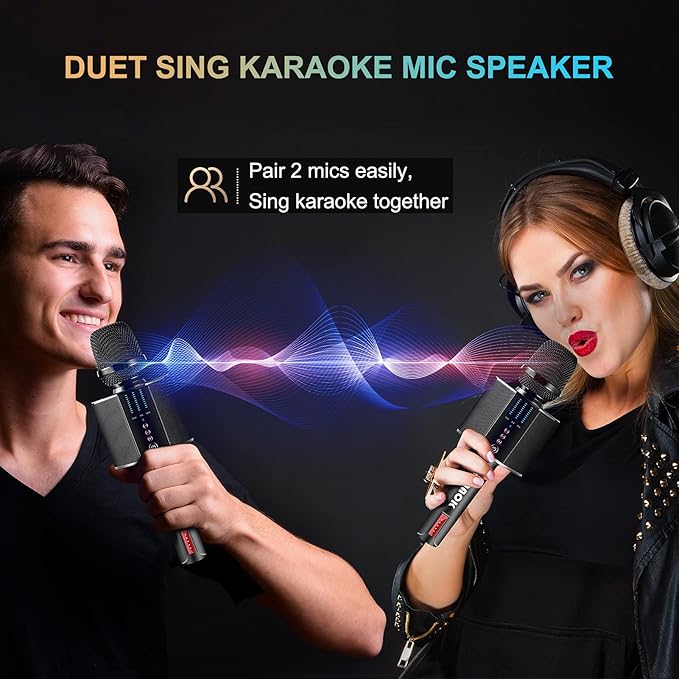 BONAOK Karaoke Microphone Portable Wireless Bluetooth Karaoke Mic for Adults&ampKids Car Home Outdoor Party Karaoke Machine for PC/All Smartphone G50 Black 2025