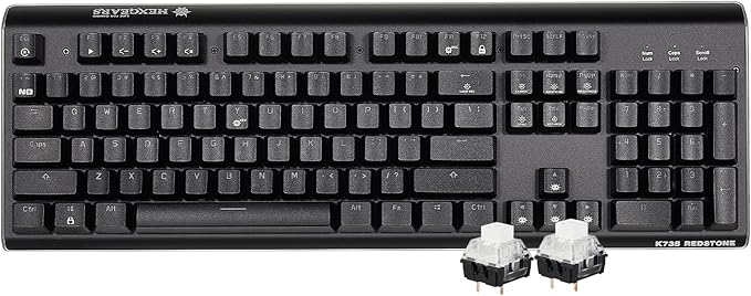 Hexgears GK735 Mechanical Gaming Keyboard Kailh Box White Switch 104 Keys ABS Keycaps Wired Gaming Keyboard with White LED Backlight Ergonomic Design for Windows Laptop PC Mac (No Light Strip)