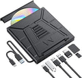 9-in-1 External CD/DVD Drive with Phone Holder USB 3.0 &amp Type-C Portable DVD±RW/CD Burner Plug and Play Optical Drive Compatible with Laptop PC Desktop Windows 11/10/8/7 Mac Linux