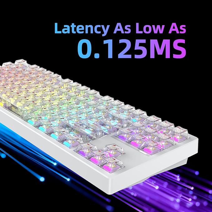 FE87 V2 Wired Mechanical Keyboard Dual 8KHZ Polling Rate Support SODC/Latency As 0.125MS/ARGBHot Swappable Gasket Sturcture Gaming Keyboard (White/Hyacinth Switch)