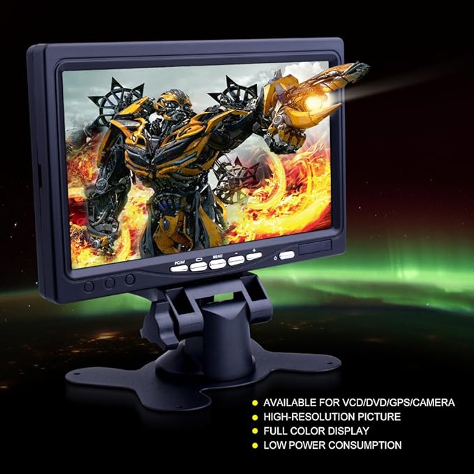 Kuman 7 Inch IPS Display 1024x600 LCD Screen Computer Monitor for PC Laptop Raspberry Pi 4 3 2B B RPI 1 B+ A+ with HDMI VGA Input DVD VCR Car and Remote HDMI Cable SC7J