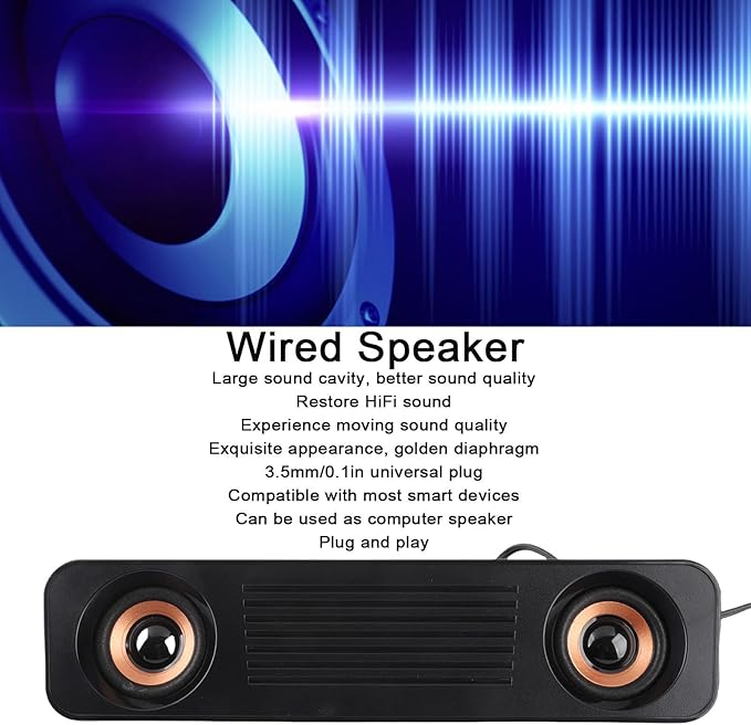 Estink Wired Desktop Speaker ABS 60Hz-20kHz 360 Degree HiFi Stereo Subwoofer USB Powered 3.5mm Plug Portable Desktop Long Speaker