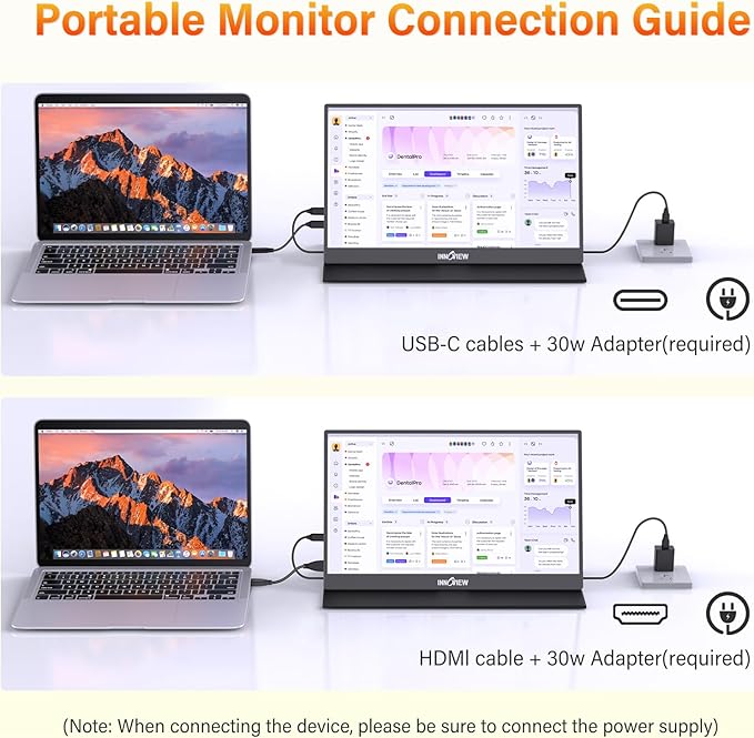 InnoView Portable Monitor 15.6 2K QHD for Laptop with Protective Sleeve Built-in 90° Adjustable Stand USB C HDMI Ultra-Slim Portable Laptop Monitor for MacBook Phone PS Xbox Switch