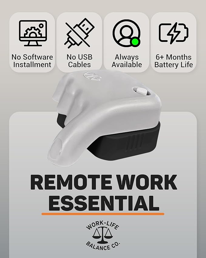 Work-Life Balance Randomized Mouse Trackpad Jiggler - Undetectable Mechanical Moving Device for Laptop Cordless Device Automatic Shaker to Keep Screen Active for WFH Remote Work Essential - Gray