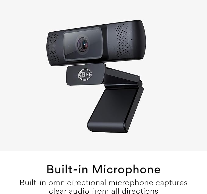 MEE Audio 201W 1080p HD Webcam with Mini Tripod Wide Angle Lens Microphone Autofocus Low Light Correction for Zoom Video Calling USB Streaming Web Camera for Computer PC Mac Laptop Desktop