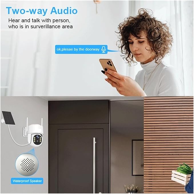 Solar Panel PTZ IP Camera WiFi 4MP 4G Video Surveillance Security Protection Built-in Battery Long Time Standby(4MP WiFi and 32G SD)