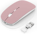 Wireless Mouse for Laptop/MacBook Air/Pro &amp iPad Mouse Jiggler Mode Bluetooth 5.2/2.4G Rechargeable Silent Click 3-Level DPI Slim Portable USB-A&ampC Receiver (Mouse Jiggler Mode Rose Gold)