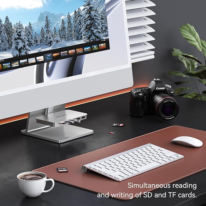 Minisopuru iMac Hub - Compatible with iMac 24 inch M1/M3/M4 and Studio Display 27 inch Accessories Support Max 10Gbps M.2 SSD (SSD Not Included) USB A/C 10Gbps SD/TF Silver.