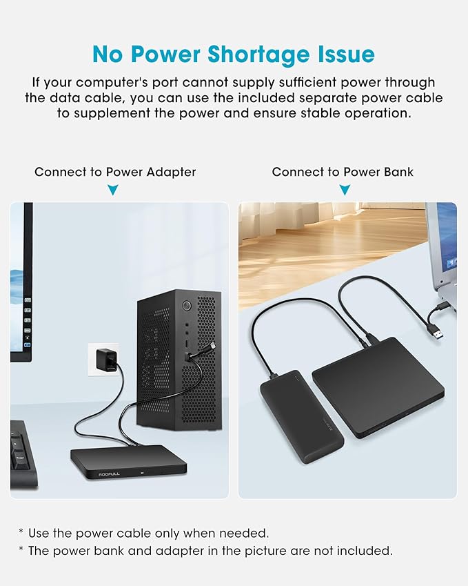 ROOFULL External CD/DVD Drive USB 3.0 &amp USB-C Ultra-Slim 0.5 High-Speed CD DVD Player Burner Reader Writer for Laptop Windows 11/10 Mac MacBook Linux OS